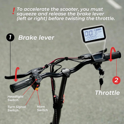 iScooter electric scooter with seat, 37/21 mile range, 28/19/15.6 mph top speed, dual suspension scooter with basket