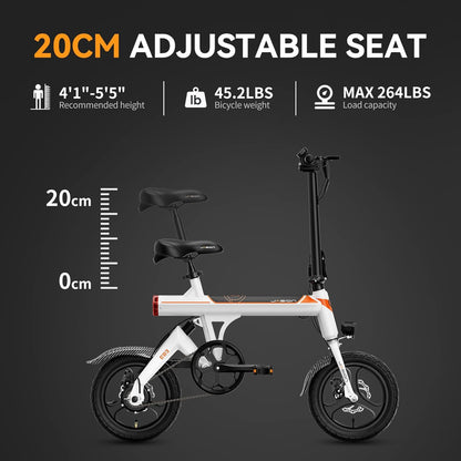 Jasion EB3 Electric Bike Adults 21mph, 500W Peak Motor, 270Wh Battery, Rear Suspension, 3 Levels Assist, 14&prime;&prime; Folding Ebike for Adults and Teens, Complies to UL2849