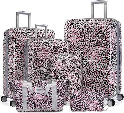 6-piece luggage set, expandable hardshell suitcase set with spinner wheels, lightweight rolling luggage set