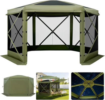 VEVOR 12x12ft Pop Up Gazebo Tent with Mosquito Netting, 6 Removable Wind Panels