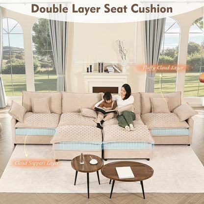 108 Inch U Shape Sofa Sectional Sofa Comfortable Cloud Sofa with Removable Footstool