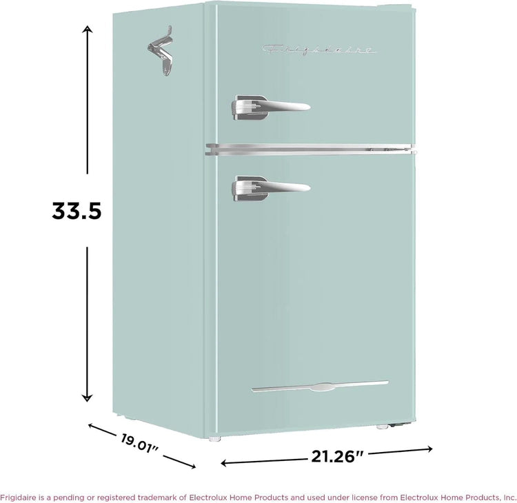 Frigidaire Retro Mini Fridge with Freezer Side Bottle Opener-Small 2 Door Refrigerator Office Bar