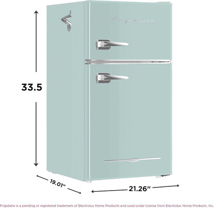 Frigidaire Retro Mini Fridge with Freezer Side Bottle Opener-Small 2 Door Refrigerator Office Bar