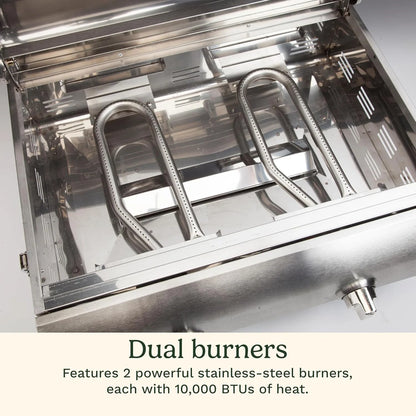 Cuisinart Chef's Style Tabletop Portable Propane Grill, 20,000 BTU Stainless Steel 2-Burner