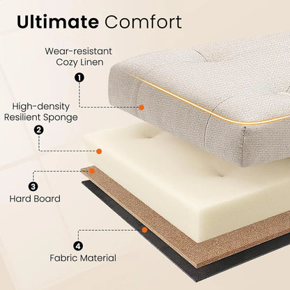 Furniliving Modern Storage Ottoman Bench, Sherpa Ottoman End of Bed Bench with Solid Wood Legs Upholstered Ottoman Benches with Storage Indoor Bench for Living Room with Rolled Arm, Entryway, White