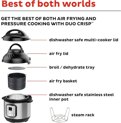 Instant Pot Duo Crisp 11-in-1 Air Fryer and Electric Pressure Cooker Combo with Multicooker Lids that Air Fries