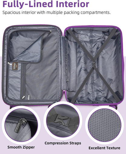 6-piece luggage set, expandable hardshell suitcase set with spinner wheels, lightweight rolling luggage set