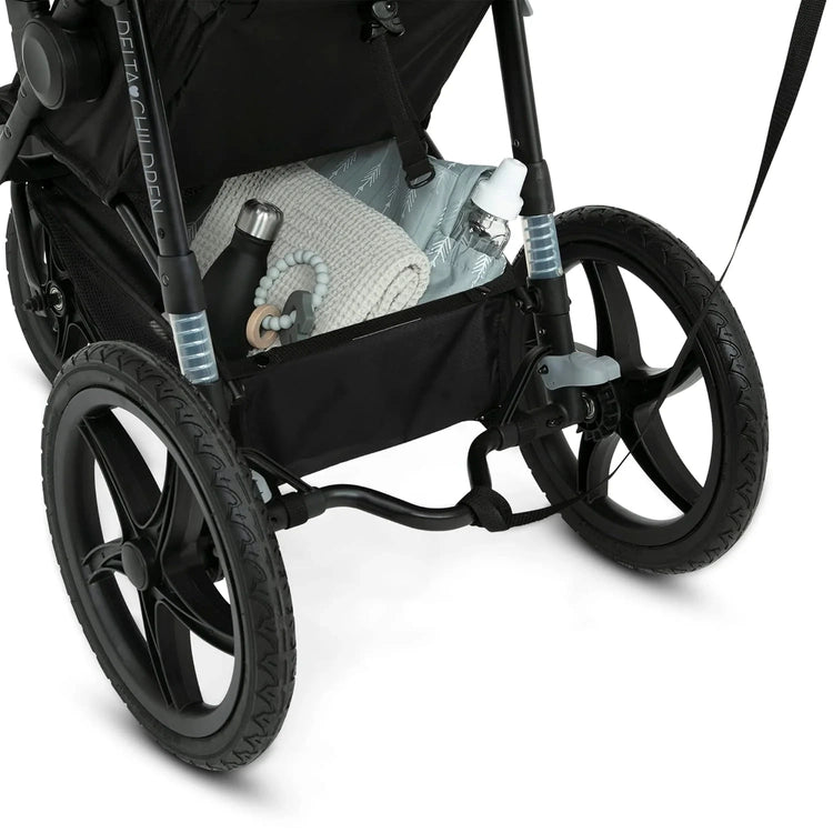 Delta Children Apollo Jogging Stroller Shock Absorbing Frame with Large Canopy Recline