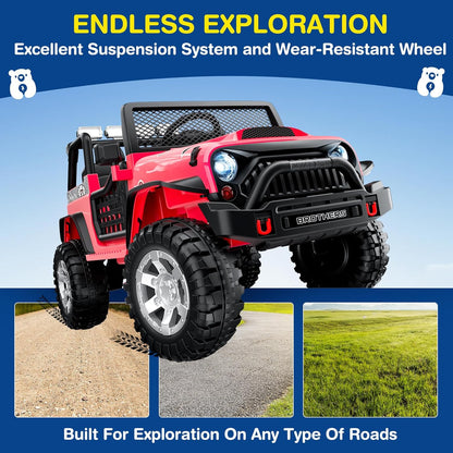 L8 Ride On Car 2 Seater 12V Kids Electric Car Remote Control 4-Wheel Suspension Bluetooth Speaker