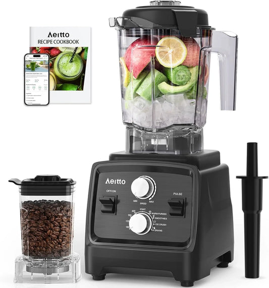 Aeitto Blenders for Kitchen with 1800W Motor, 68Oz. Large Capacity, 2-in-1 Blender & Grinder Combo