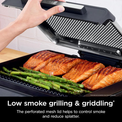 Ninja Griddle and Indoor Grill, 14锟? Electric Grill, For Steak, Burgers, Salmon, Veggies, and More, Pancake Griddle, Nonstick, Dishwasher Safe, 500F, Even Cooking, Silver, GR101