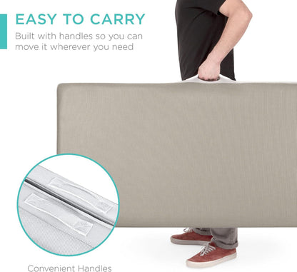Best Choice Products 4in Portable Queen-Size Mattress, Tri-Fold Mattress for Camping, Guest, Toddler, Foam Plush w/Carry Case - Grey