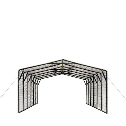 2025 CP2030F 20' x 30' All-Steel Carport Shed With 10' Enclosed Sidewalls