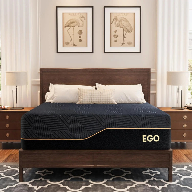 MLILY EGOHOME 14 Inch Queen Memory Foam Mattress for Back Pain, Cooling Copper Gel Bed in a Box, Foam Made in USA, CertiPUR-US Certified, Therapeutic Medium Firm, 60x80x14 Black