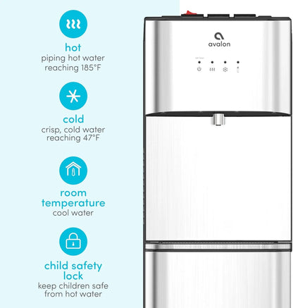Limited Edition Self Cleaning Water Cooler Water Dispenser - 3 Temperature Settings - Hot, Cold & Room Water, Durable Stainless Steel Construction, Bottom Loading .