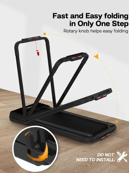 FYC 3.5HP Under Desk Treadmill 300LBS Weight Capacity 2-in-1 Foldable Design Remote Control & LED Display Compact Electric Walking and Running Machine for Walking Running Jogging (Black)