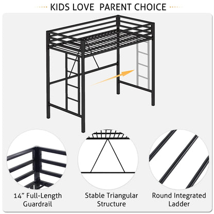 SHA CERLIN Junior Loft Bed Twin Size Heavy Duty Twin Bed Frame