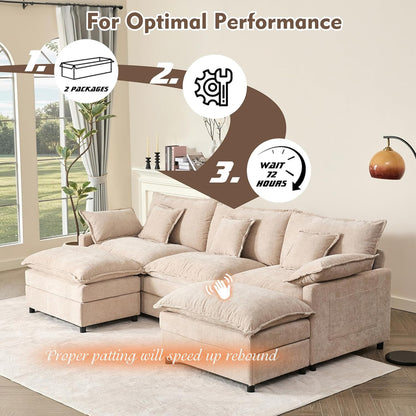 108 Inch U Shape Sofa Sectional Sofa Comfortable Cloud Sofa with Removable Footstool