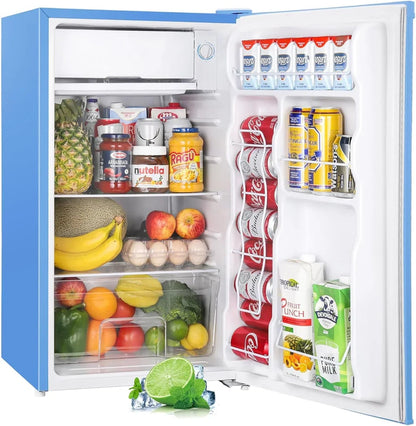 Upstreman 3.2 Cu.Ft Mini Fridge Freezer Single Door Fridge Dorm Fridge Adjustable Thermostat