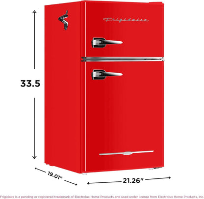 Frigidaire Retro Mini Fridge with Freezer Side Bottle Opener-Small 2 Door Refrigerator Office Bar