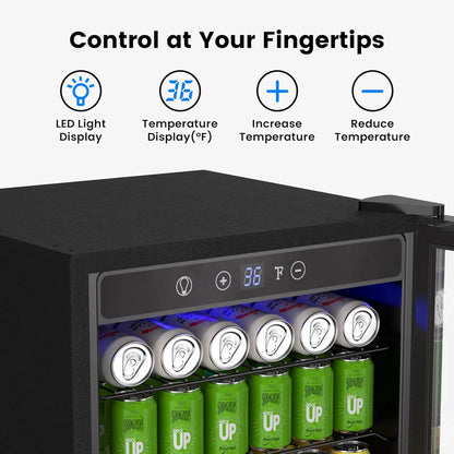 Beverage Refrigerator Cooler - 126 Can Mini Fridge Glass Door for Drinks Soda Beer Wine - Small Refrigerator for Office Bedroom Home Bar, 4 Adjustable Shelves, 3.2 Cu.Ft, Silver