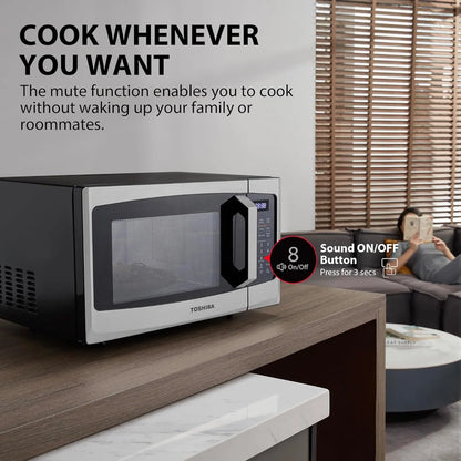 TOSHIBA 4-in-1 ML-EC42P(SS) Countertop Microwave Oven, Smart Sensor, Convection, Air Fryer Combo, Mute Function, Position Memory 13.6" Turntable, 1.5 Cu Ft, 1000W, Silver