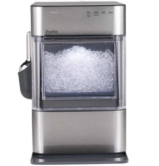 GE Profile Opal 2.0 Ultra Nugget Ice Maker with Scale Inhibiting Filter, Scoop Included, 38 lbs in 24 Hours, Pellet Ice Machine with WiFi & Smart Connected, Stainless Steel