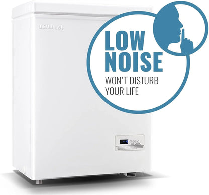 Chest Freezer 5.0Cubic Feet Deep Freezer Freestanding Freezers Removable Stainless Steel Basket