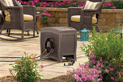 Suncast Aquawinder 125?? Wicker Garden Hose Reel ?C Lightweight Portable Hands ?C Free Water Powered Retractable Hose Reel ?C Java