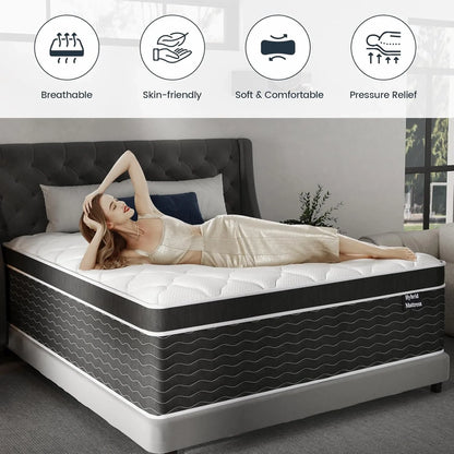 Full Size Mattress, 10 Inch Full Size Mattress in a Box, Medium Plush Hybrid Mattress
