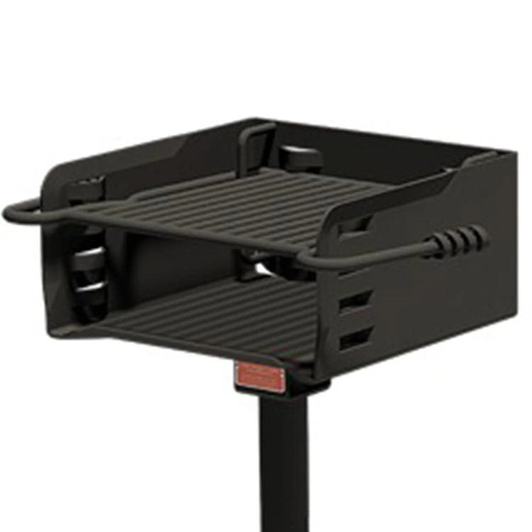 Pilot Rock Park Style Steel Outdoor BBQ Charcoal Grill and Post, Black