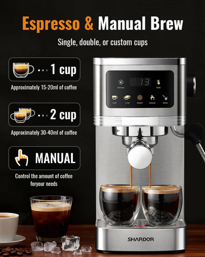 SHARDOR Espresso Machine 20 Bar, Professional Espresso Machine with Milk Frother and Touchscreen
