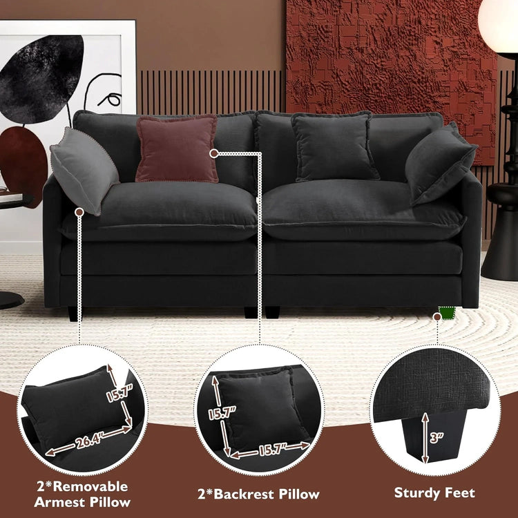 111.4 Inch L-Shaped Modern Sofa Modular Cloud Sofa Ottoman 4-Seater Chenille Deep Seat Sofa