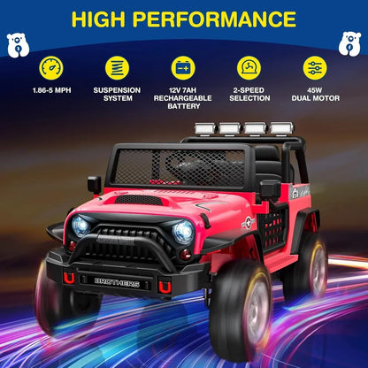L8 Ride On Car 2 Seater 12V Kids Electric Car Remote Control 4-Wheel Suspension Bluetooth Speaker