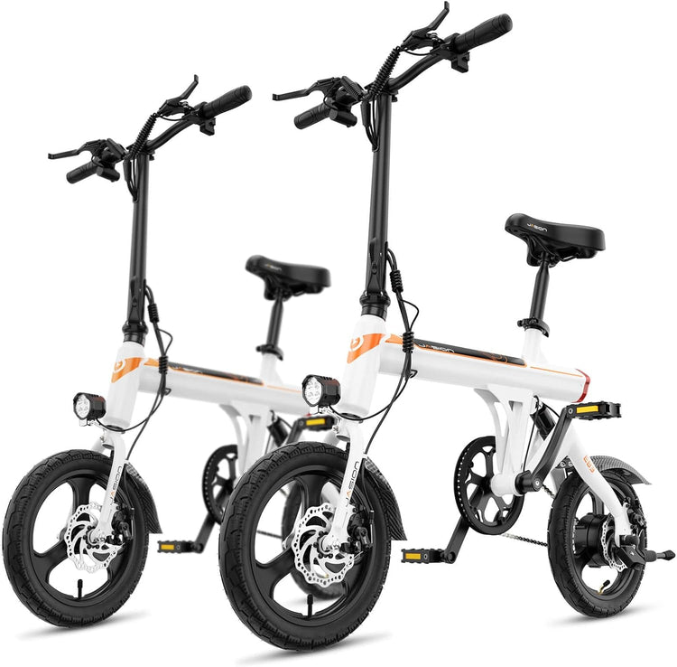 Jasion EB3 Electric Bike Adults 21mph, 500W Peak Motor, 270Wh Battery, Rear Suspension, 3 Levels Assist, 14&prime;&prime; Folding Ebike for Adults and Teens, Complies to UL2849