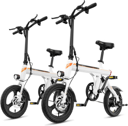 Jasion EB3 Electric Bike Adults 21mph, 500W Peak Motor, 270Wh Battery, Rear Suspension, 3 Levels Assist, 14&prime;&prime; Folding Ebike for Adults and Teens, Complies to UL2849