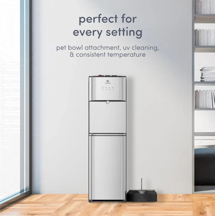 Limited Edition Self Cleaning Water Cooler Water Dispenser - 3 Temperature Settings - Hot, Cold & Room Water, Durable Stainless Steel Construction, Bottom Loading .
