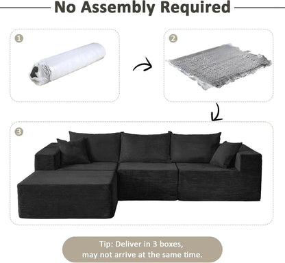 Cloud Sectional Couch with L-Shape Chaise,Modern Modular Sofa with Deep Seat, Upholstered Couches for Living Room Bedroom,No Assembly Required, Beige (Left Facing Chaise)