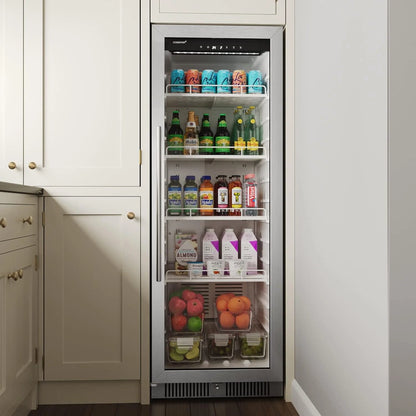 22" Wide 10.1 Cu. Ft. Commercial Beverage Merchandiser – Stainless Steel, Temp Alarm, Reversible Door