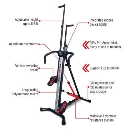 MaxiClimber XL Hydraulic Resistant Vertical Climber and Exercise System
