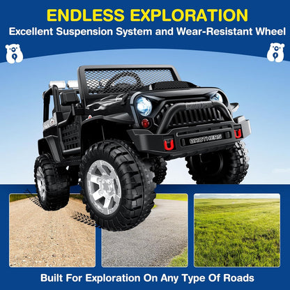 L8 Ride On Car 2 Seater 12V Kids Electric Car Remote Control 4-Wheel Suspension Bluetooth Speaker