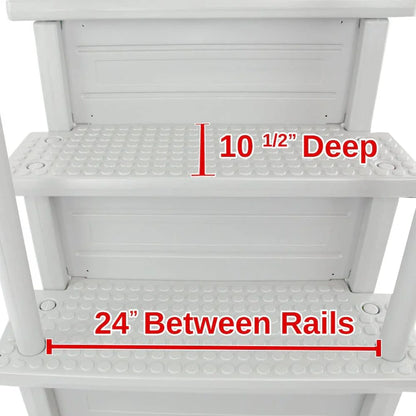 Select Anti-Slip in-Pool Steps | Gray | for Above Ground Swimming Pools | Can Mount to Decks 48" to 54" H | Safety Stairs Capacity Up to 300 lbs