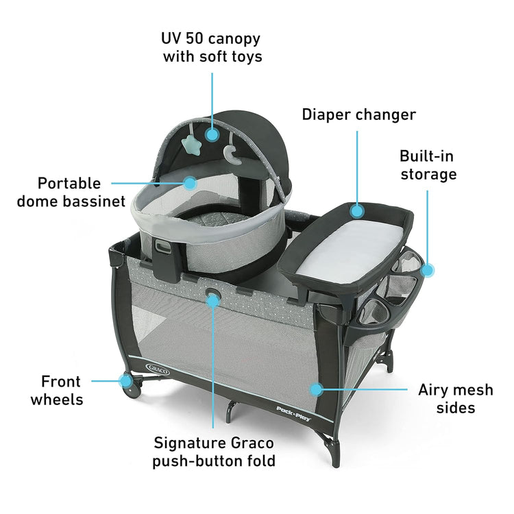 Graco Pack 'n Play Close2Baby Bassinet Playard Features Portable Bassinet Diaper Changer and More Derby