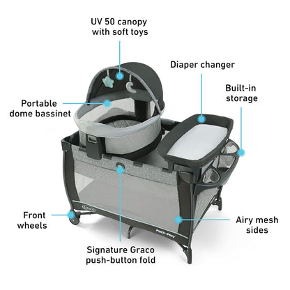 Graco Pack 'n Play Close2Baby Bassinet Playard Features Portable Bassinet Diaper Changer and More Derby