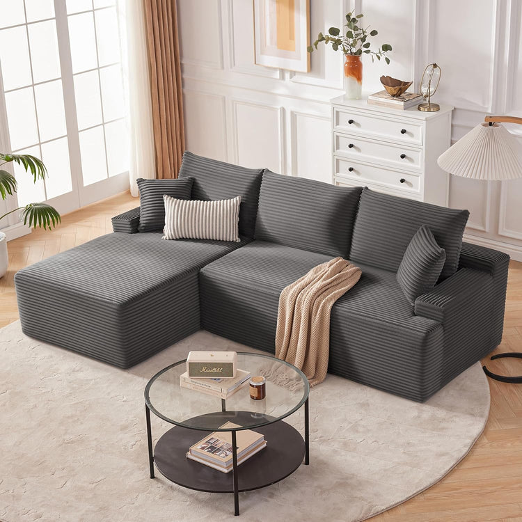 110 Cloud Sectional Couch, Boneless Sofa for Living Room Modular Sectional Sofa with Deep Seat