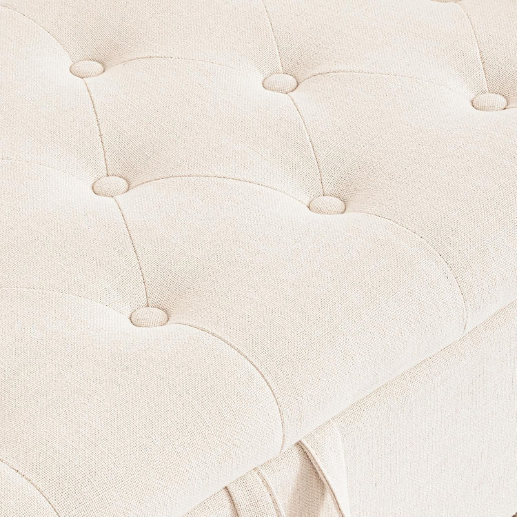 Furniliving Modern Storage Ottoman Bench, Sherpa Ottoman End of Bed Bench with Solid Wood Legs Upholstered Ottoman Benches with Storage Indoor Bench for Living Room with Rolled Arm, Entryway, White