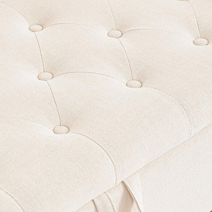 Furniliving Modern Storage Ottoman Bench, Sherpa Ottoman End of Bed Bench with Solid Wood Legs Upholstered Ottoman Benches with Storage Indoor Bench for Living Room with Rolled Arm, Entryway, White