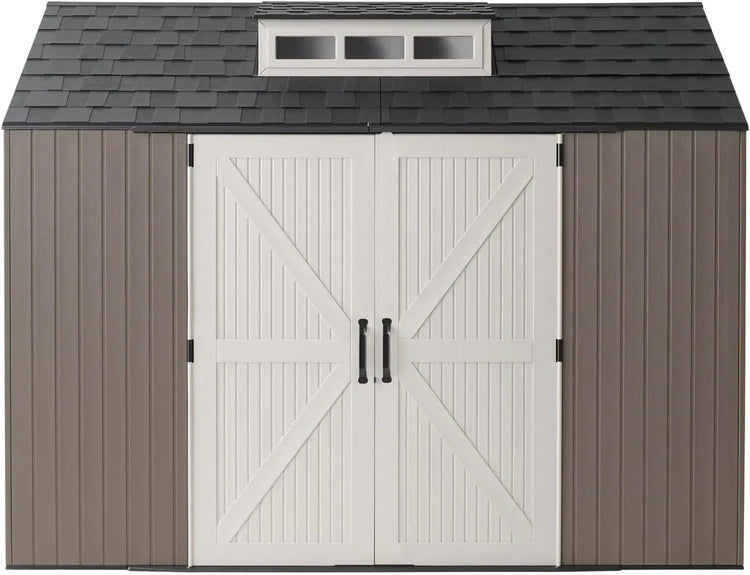 Rubbermaid Resin Outdoor Storage Shed With Floor Weather Resistant Gray Organization for Home
