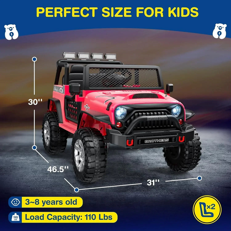 L8 Ride On Car 2 Seater 12V Kids Electric Car Remote Control 4-Wheel Suspension Bluetooth Speaker