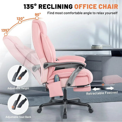 Massage Office Chair with Heating and Footrest Ergonomic Executive Reclining Office Chair